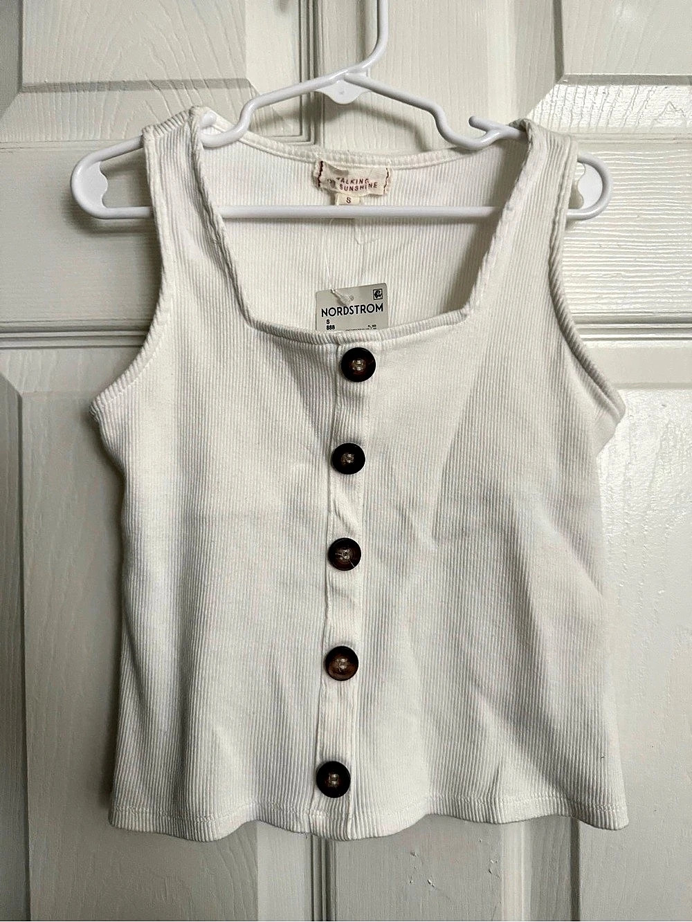 Walking Sunshine Ribbed Button Front Tank Top Size Small
